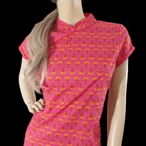 Mitra Pink Lotus Cheongsam Mini Dress M‎ NWT | Asian Inspired Boho Chic - Picture 5 of 10